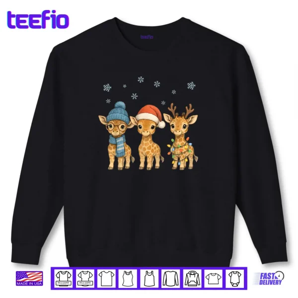 Baby Giraffe Christmas Lights Santa Hat Reindeer Shirt 1 Sweatshirt Baby Giraffe Christmas Lights Santa Hat Reindeer Shirt