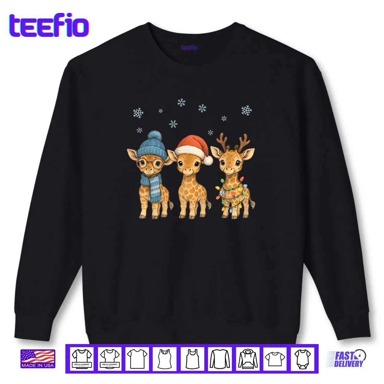 Baby Giraffe Christmas Lights Santa Hat Reindeer Shirt Baby Giraffe Christmas Lights Santa Hat Reindeer Shirt