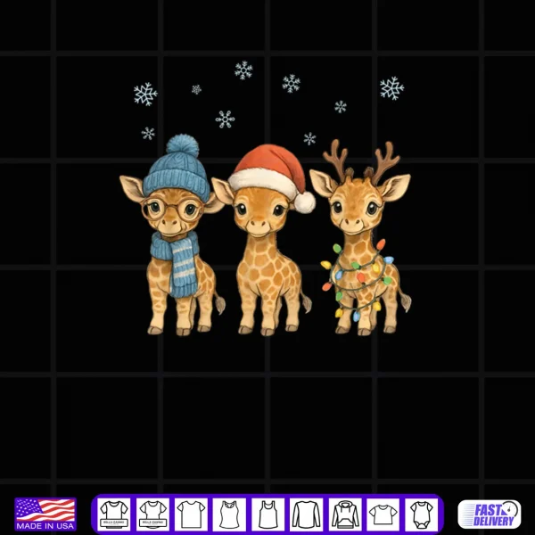 Baby Giraffe Christmas Lights Santa Hat Reindeer Shirt 4 Design Baby Giraffe Christmas Lights Santa Hat Reindeer Shirt