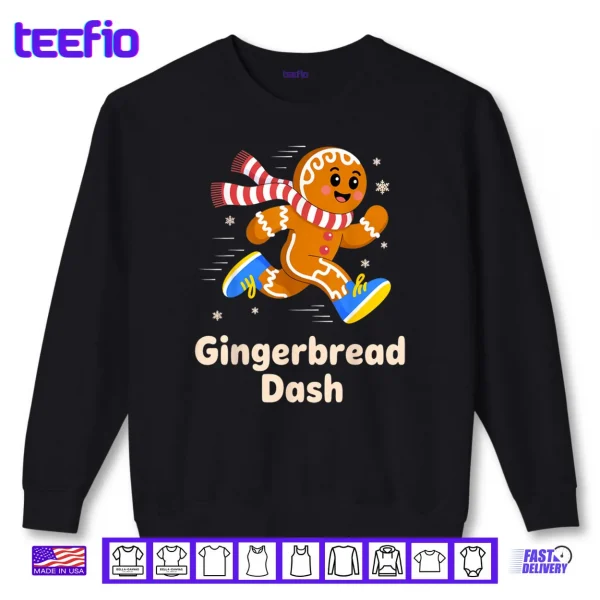 Sweatshirt Christmas Gingerbread Dash Running Runner Xmas Marathon 5k Shirt
