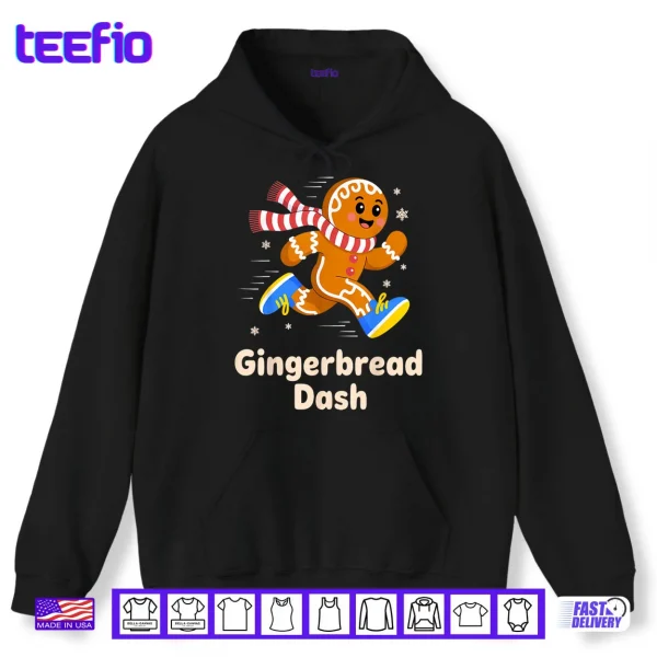 Hoodie Christmas Gingerbread Dash Running Runner Xmas Marathon 5k Shirt