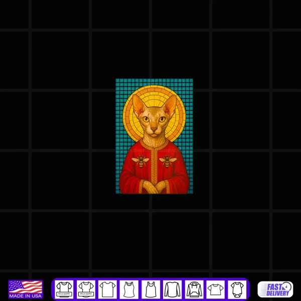 Design Saint Patrick Cat Iconography Peterbald Bees Shirt