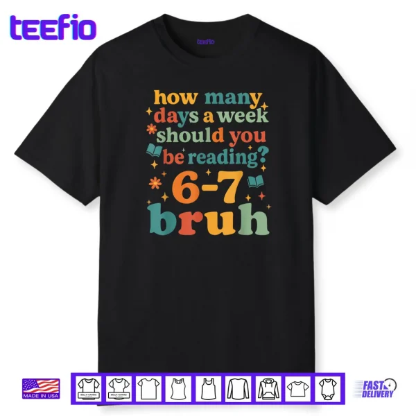 67 Reading ELA Teacher Retro Librarian 6 7 Meme Six Seven Shirt